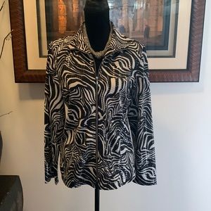 LAURA ASHLEY  black and white zipped front jacket size M